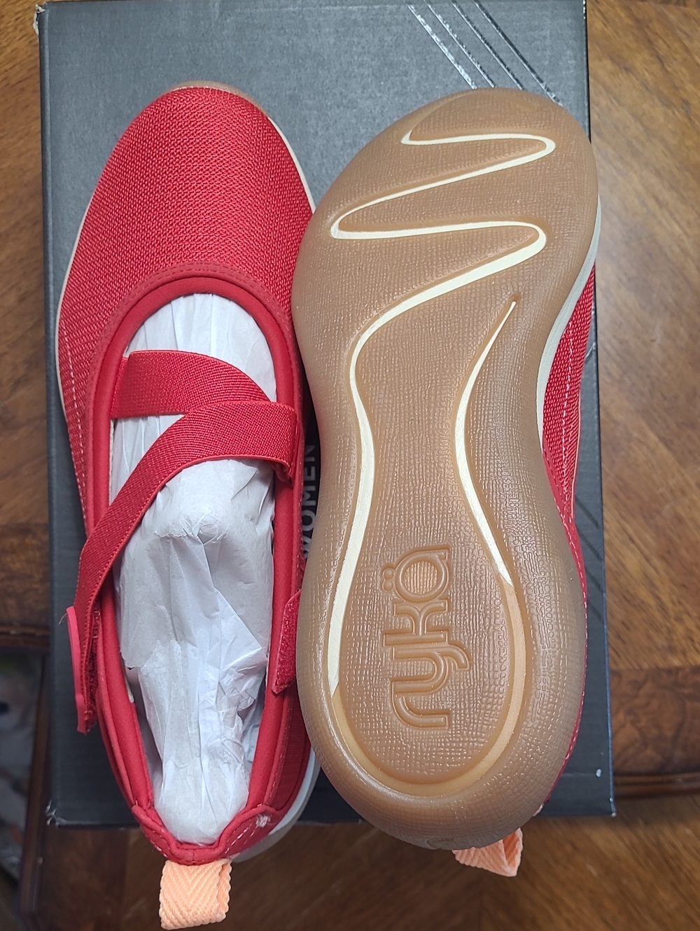 New in box! Ryka Era Womens 7.5 Red Slip On Mary Jane Flat Comfy Sneakers - Picture 7 of 7